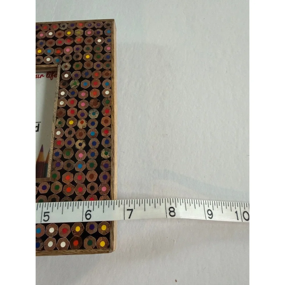 New Recycled Colored Pencil Picture Frame 4x4 Opening Multicolor Hopes Unlimited